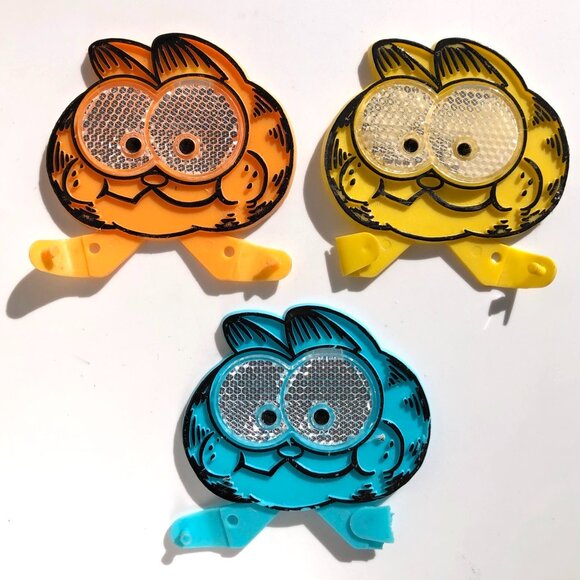 Kelloggs Other - Garfield Bicycle Spoke Reflectors Lot of 3 Kellogg's Vintage 1978 Cat Face AS IS
